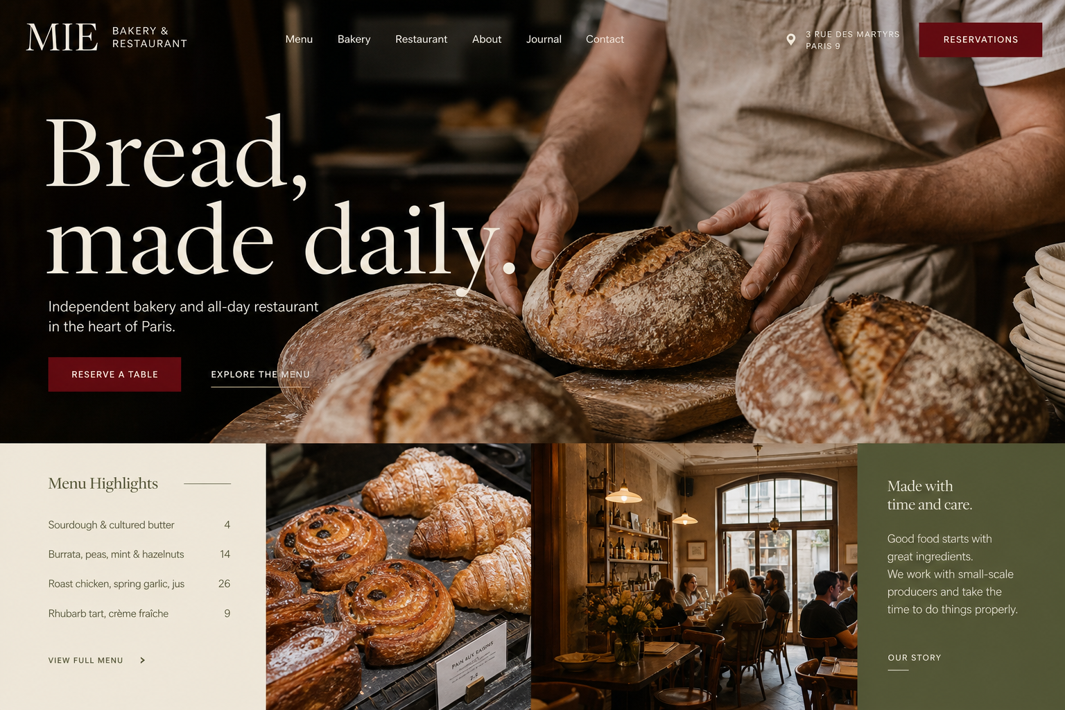 Complete Casel website example relevant to restaurant website examples